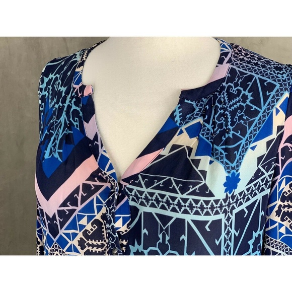 Anthropologie Sz 6 Blouse Top Silk Size 6 Blue Pink - Picture 6 of 8